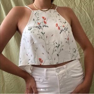 Zara White floral crop top